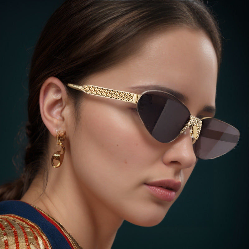 Adiffu Stylish Rimless Sunglasses With Diamonds