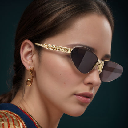 Adiffu Stylish Rimless Sunglasses With Diamonds