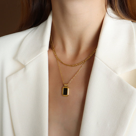 Adiffu French Double Clavicle Necklace For Women