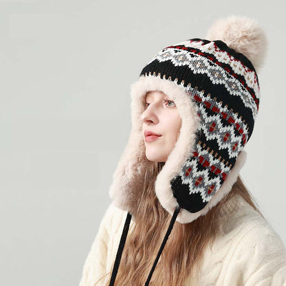 Adiffu Extra Fleece And tThick Warm Ear Protection Outdoor Riding Ski Hat