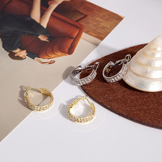 High-end C-shaped Full Diamond Earrings