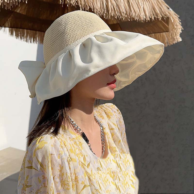 Adiffu Large Brimmed Bow Sunshade Hat