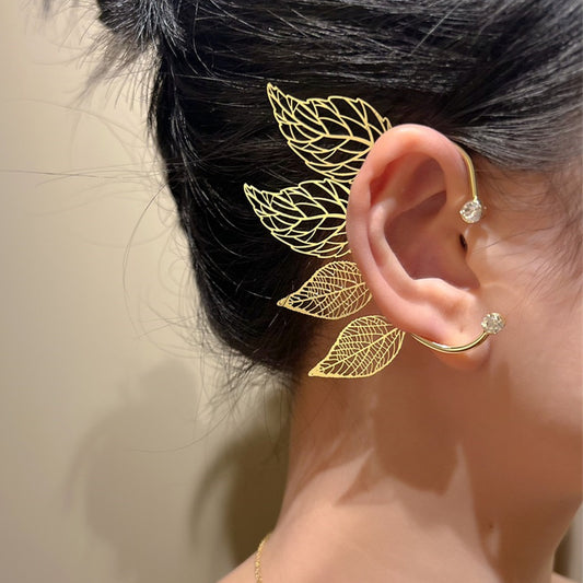 Single Vintage Hollow Leaf Ear Hanging