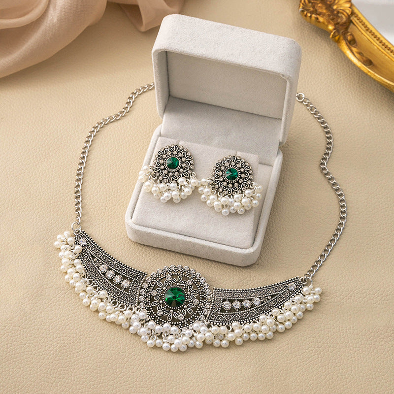 Adiffu Ethnic Flower Pendant Jewelry Set