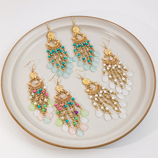 Adiffu European and American Bohemian Rice Bead Earrings