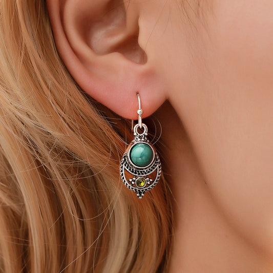 Adiffu Bohemian Palace Vintage Cutout Flower Earhook Earrings