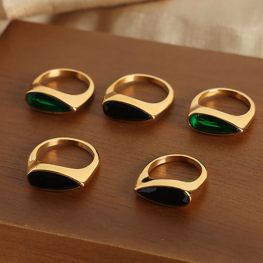 Adiffu Fashion Drop Colored Glass Ring