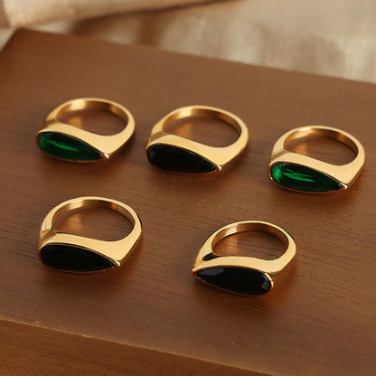 Adiffu Fashion Drop Colored Glass Ring