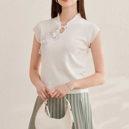 Adiffu Artsy Vintage Ice Silk Knitwear