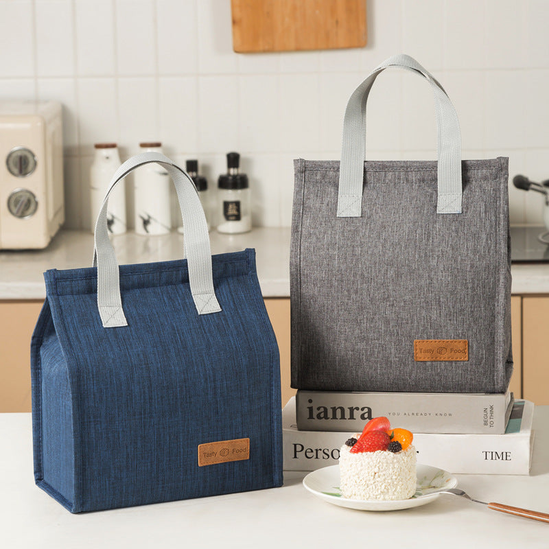 Adiffu Simple Meal Bag Vertical Portable Cationic Bento Bag Insulated Lunch Box Bag Large Capacity Bento Bag
