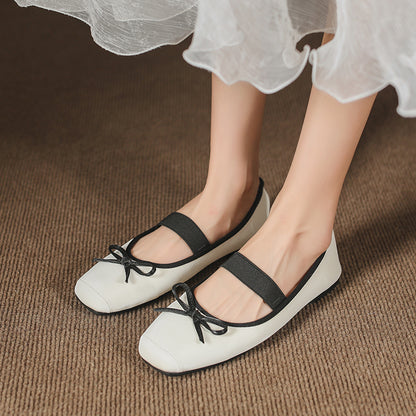 Adiffu French Flat Bow Ballet Shoes