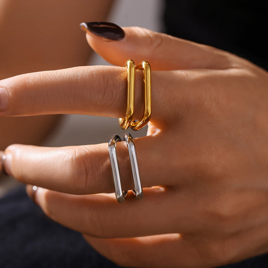 Adiffu Creative Double Hollow U-cut Ring