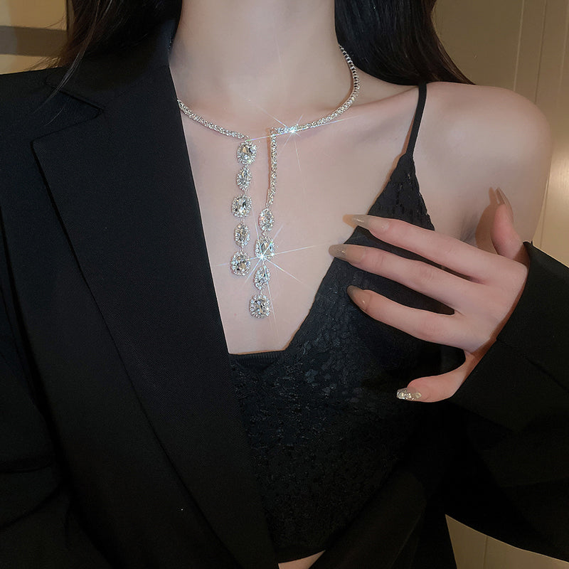 Unique Zircon Fringe Necklace