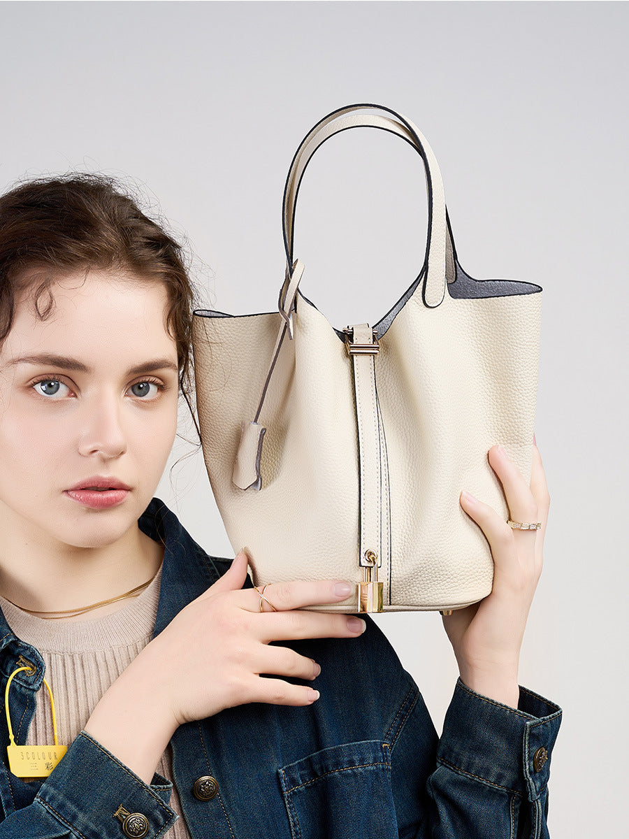 Adiffu Leather Bucket Bag Bridal Handbag