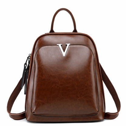 Adiffu Stylish Retro Genuine Leather Backpack Women's School Bag