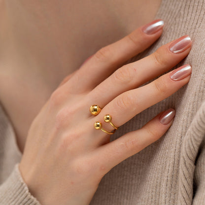 Adiffu Three-ball Gold Open Ring