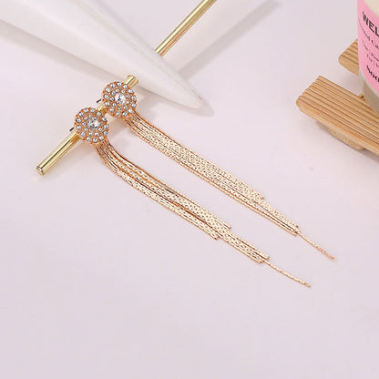 Fashion Crystal Claw Chain Diamond Sunflower Earrings