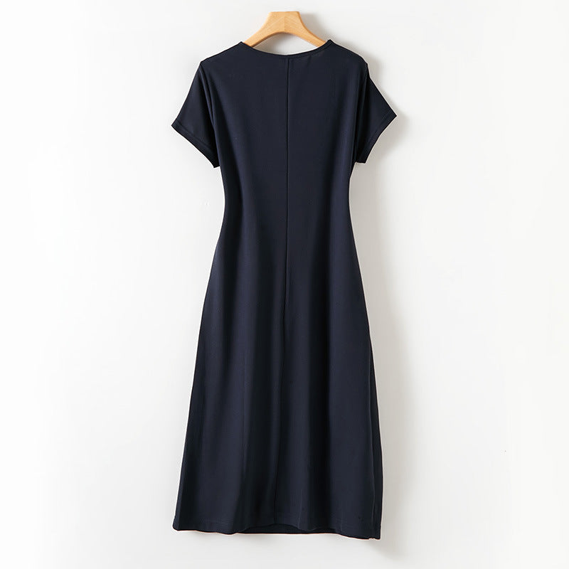 Adiffu Elegant and Comfortable Side Waist Pleated Design Dress