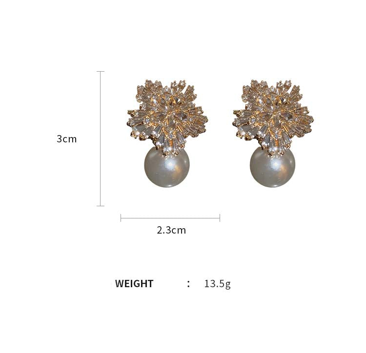 Adiffu Diamond And Flower Pearl Earrings