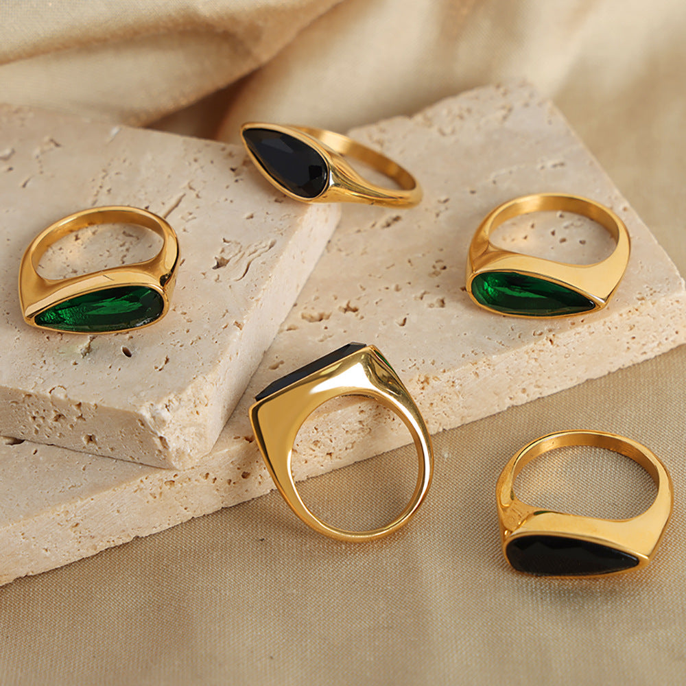 Adiffu Fashion Drop Colored Glass Ring