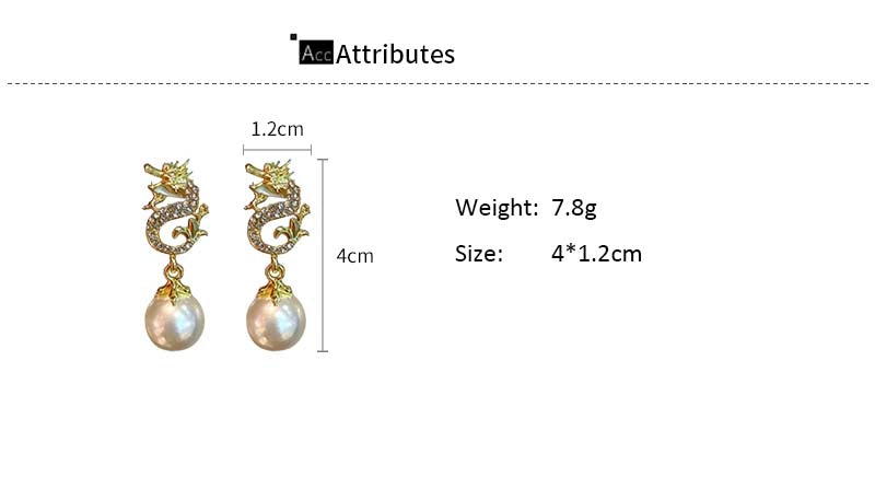 Adiffu Dragon Artificial Pearl Earrings