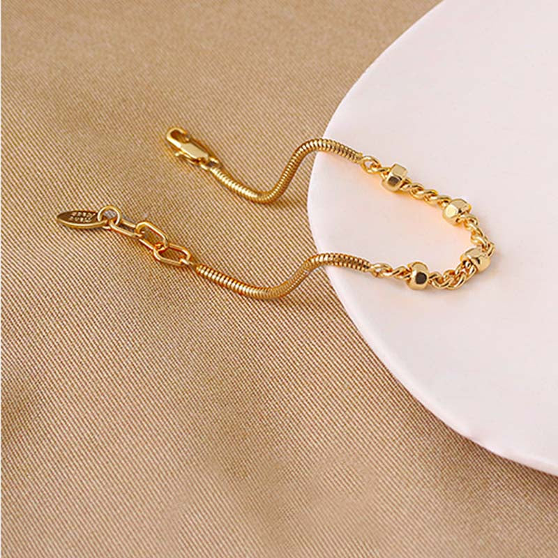 Adiffu Brass Plated 18K Gold Screw Cap Shape Snake Bone Chain Splicing Bracelet