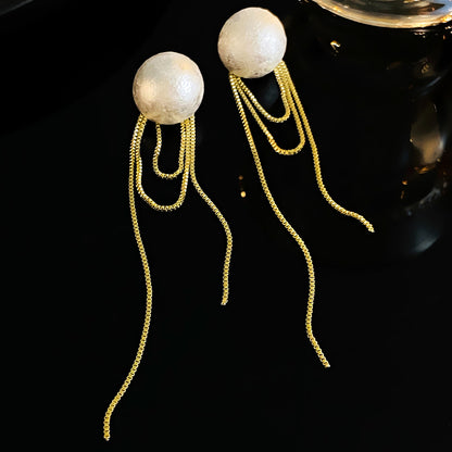 Adiffu French Light Luxury Design Tassel Earrings