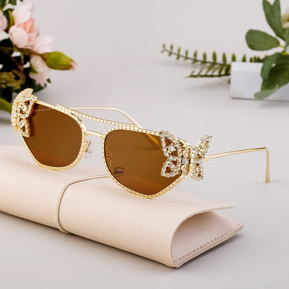 Adiffu Butterfly With Diamond Square Frame Sunglasses