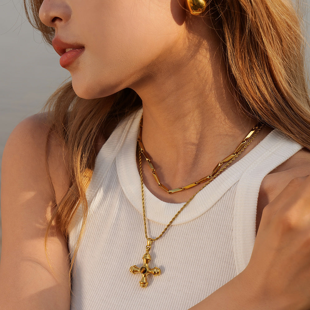 Adiffu Cross Gold Necklace