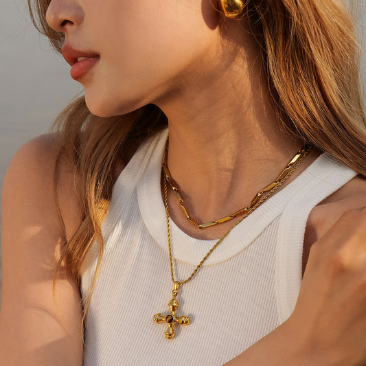 Adiffu Cross Gold Necklace