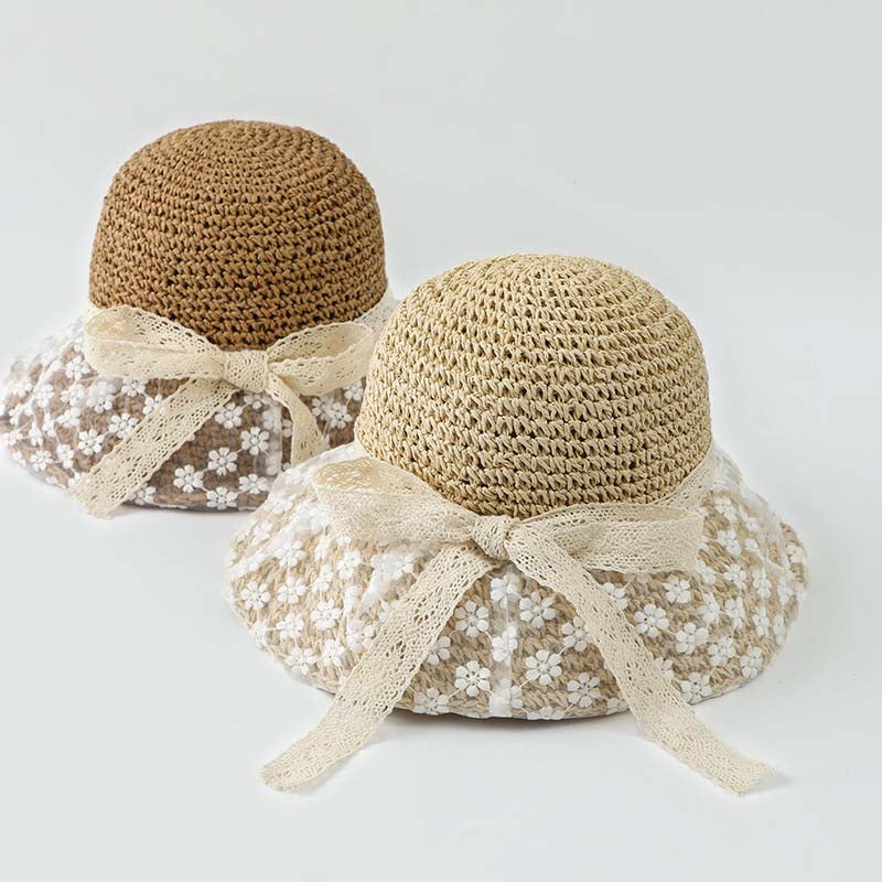 Adiffu Sweet Flower Lace Woven Straw Hat