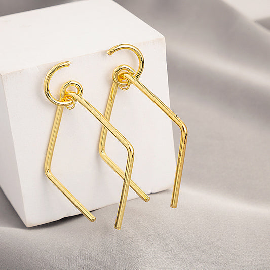 Adiffu Chic Geometric Square Hollow Earrings