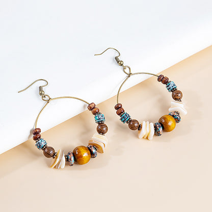 Adiffu European and American Fashion Bohemian Style Handmade Bead Earrings
