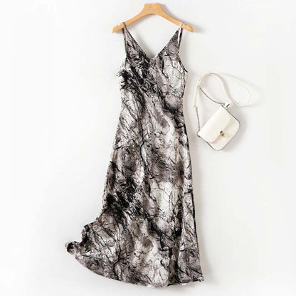 Adiffu Art Ink Style Print Halter Dress
