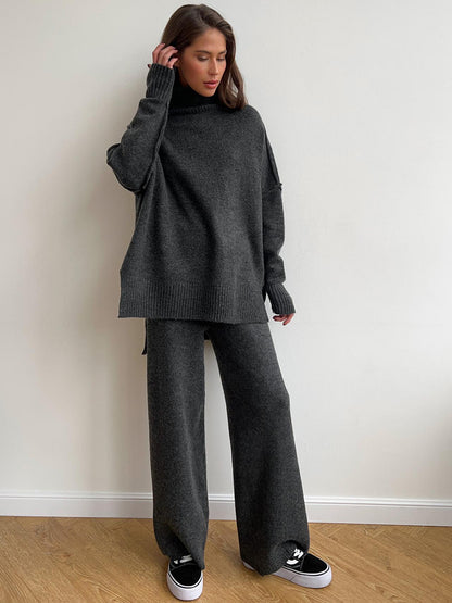 Adiffu Loose Casual Turtleneck Sweater Set