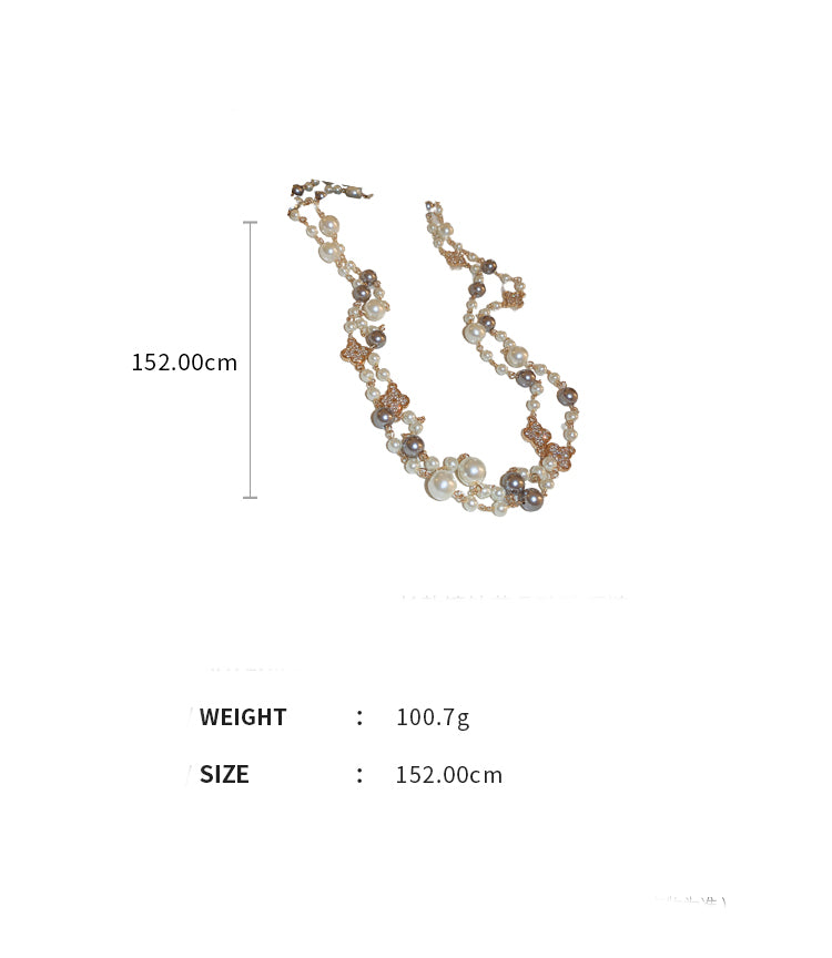 Adiffu Long Imitation Pearl Necklace