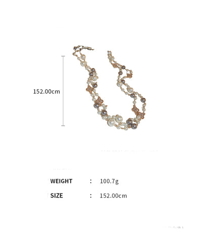 Adiffu Long Imitation Pearl Necklace