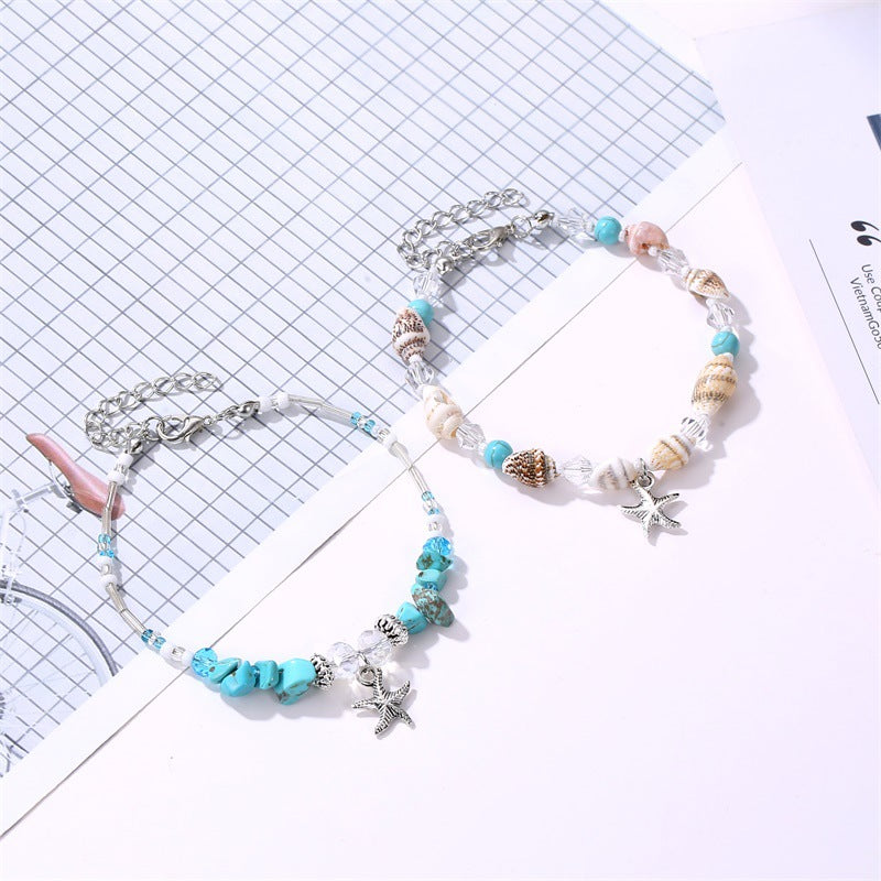 Natural Stone Conch Beaded Shell Anklet
