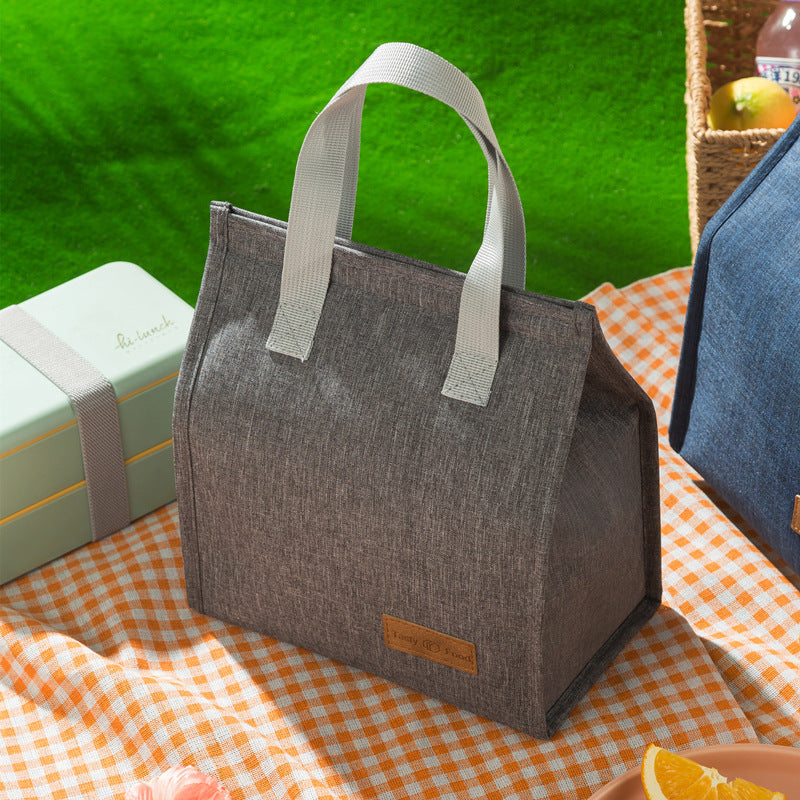 Adiffu Simple Meal Bag Vertical Portable Cationic Bento Bag Insulated Lunch Box Bag Large Capacity Bento Bag