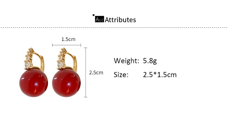 Adiffu Red Pearl Earrings For Women