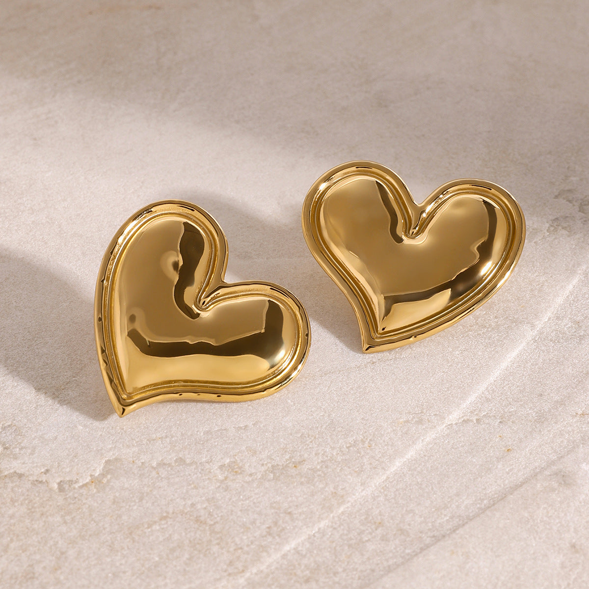 Adiffu 18K Gold Titanium Steel Love Earrings