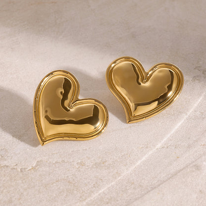 Adiffu 18K Gold Titanium Steel Love Earrings