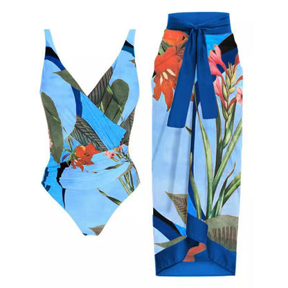 Adiffu Printed Long Skirt Swimsuit
