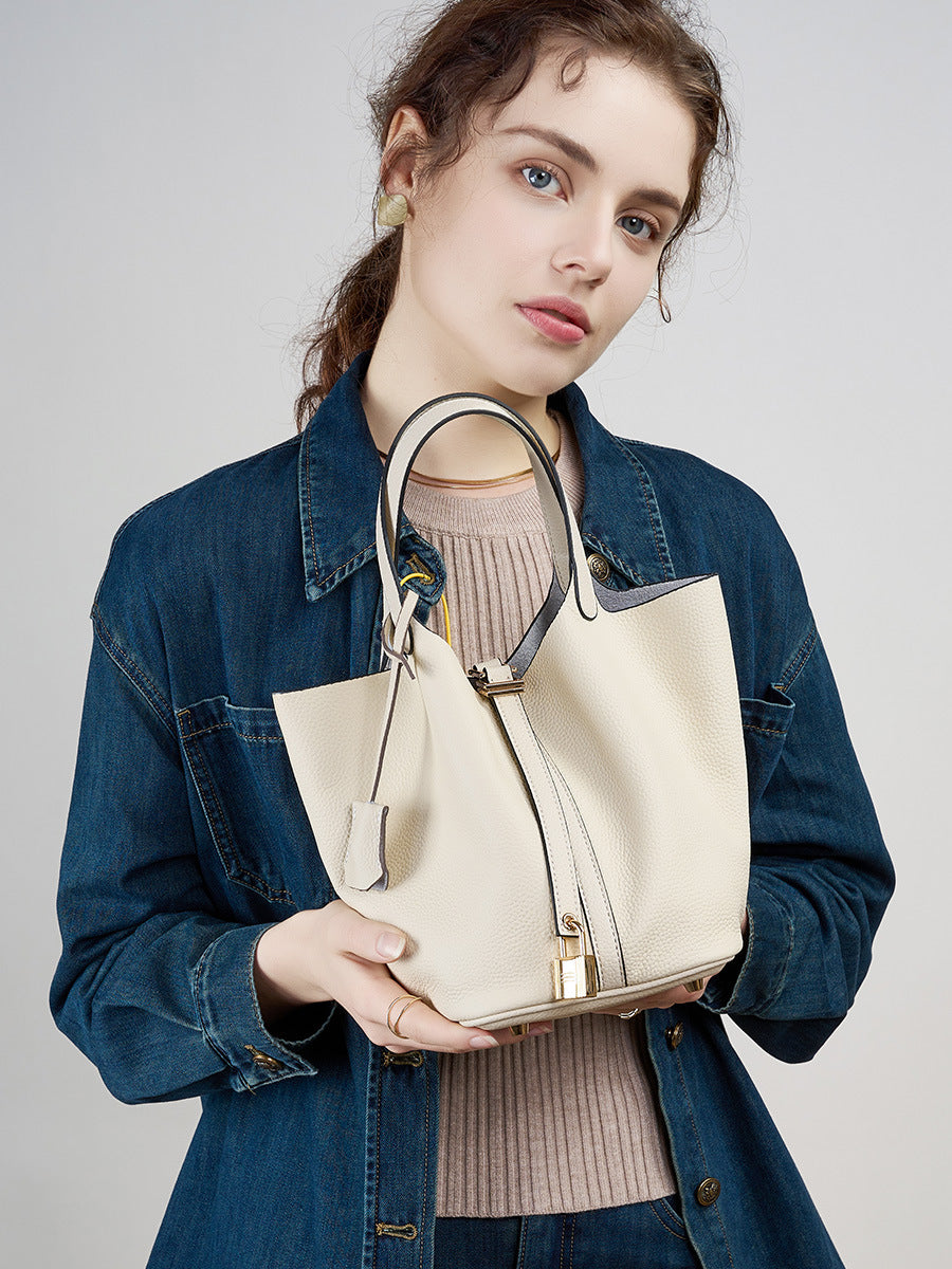 Adiffu Leather Bucket Bag Bridal Handbag