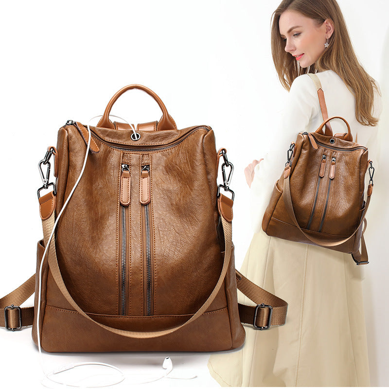 Adiffu Casual Soft Leather Backpack For Women