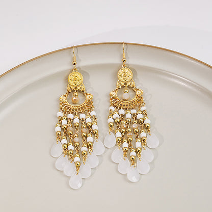 Adiffu European and American Bohemian Rice Bead Earrings