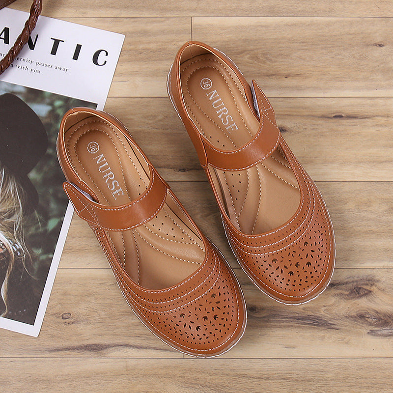 Simple Shallow Hollow Casual Flat Women's Shoes