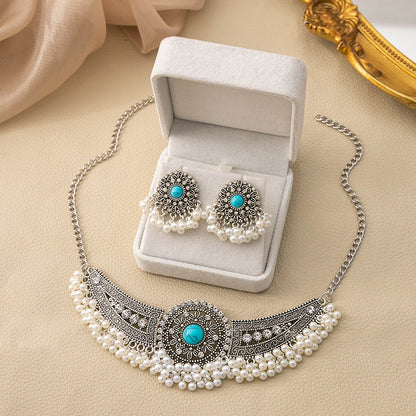 Adiffu Ethnic Flower Pendant Jewelry Set
