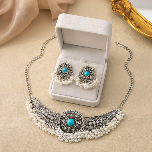 Adiffu Ethnic Flower Pendant Jewelry Set
