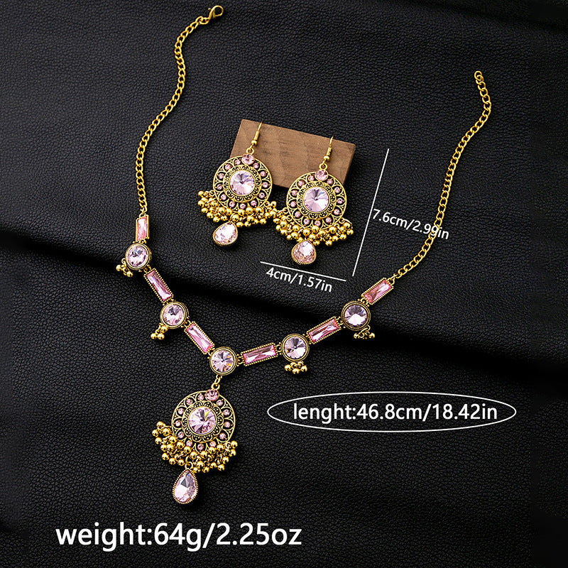 Luxury Geometric Round Earrings Square Necklace